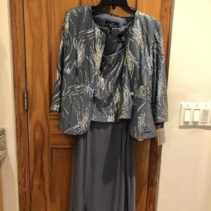 Alex evenings three piece evening skirt, tank and blazer size 8 silver/blue NWT